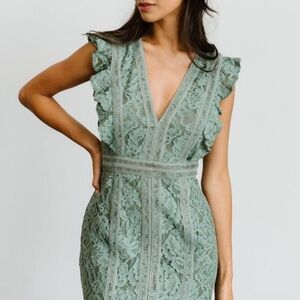 Baltic Born Monroe Lace Dress Medium Dusty Sage Green